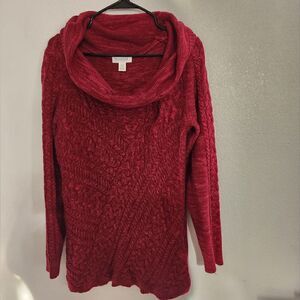 Motherhood Maternity Cowl Neck Knit Red Sweater Size L